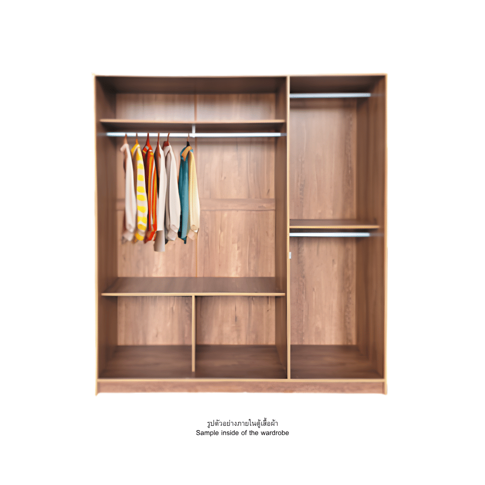 ตู้เสื้อผ้า 3 บานเปิด WISDOM DESIGN FURNITURE รุ่น WR601 180 ซม. สีแอชบราวน์